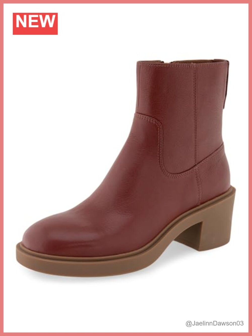 Aerosoles Garie Leather Ankle Bootie Block Heel Zip